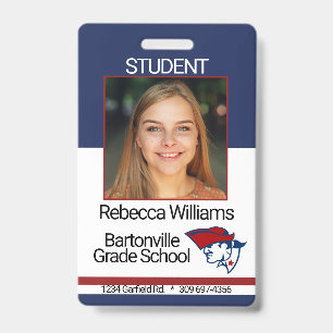 Badge photo de l'école / de l'employé - rouge et b