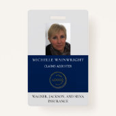 Badge Photo de l'employé Ajoutez votre logo d'entreprise (Devant)