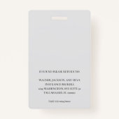 Badge Photo de l'employé Ajoutez votre logo d'entreprise (Dos)