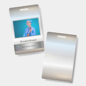 Badge Photo de l'employé Argent Ajouter votre logo (Avant & arrière)