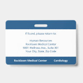 Badge Photo de l'employé bleu blanc ID de l'hôpital (Arrière)