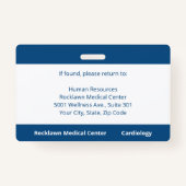 Badge Photo de l'employé bleu blanc ID de l'hôpital (Dos)