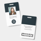 Badge Photo de l'employé Code-barres et logo Nom personn (Avant & arrière)