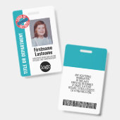 Badge Photo de l'employé, code-barres, logo, vacciné con (Avant & arrière)