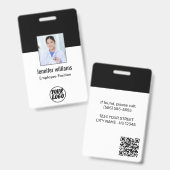 Badge Photo de l'employé | Code QR ‏ Logo d'entreprise I (Avant & arrière)