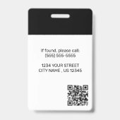 Badge Photo de l'employé | Code QR ‏ Logo d'entreprise I (Arrière)