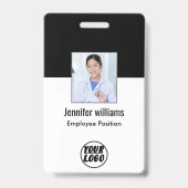 Badge Photo de l'employé | Code QR ‏ Logo d'entreprise I (Avant)