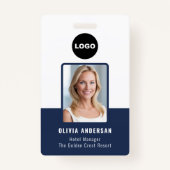 Badge Photo de l'employé Code QR Marine Code de sécurité (Devant)