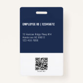 Badge Photo de l'employé Code QR Marine Code de sécurité (Dos)