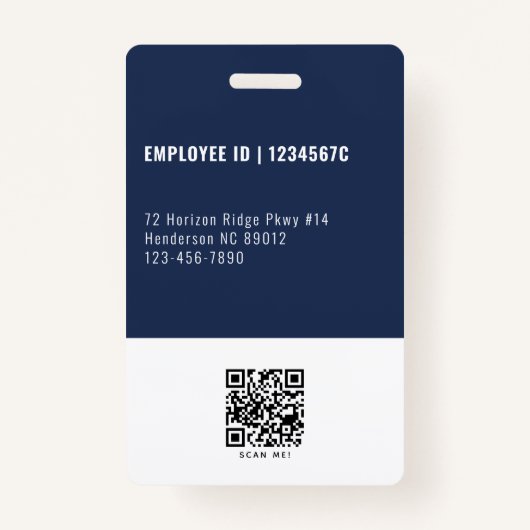 Badge Photo de l'employé Code QR Marine Code de sécurité (Dos)