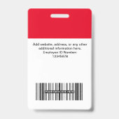 Badge Photo de l'employé de bureau personnalisé, code-ba (Arrière)