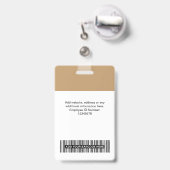 Badge Photo de l'employé de chameau, Code à barres, Logo (Arrière avec rétractable)