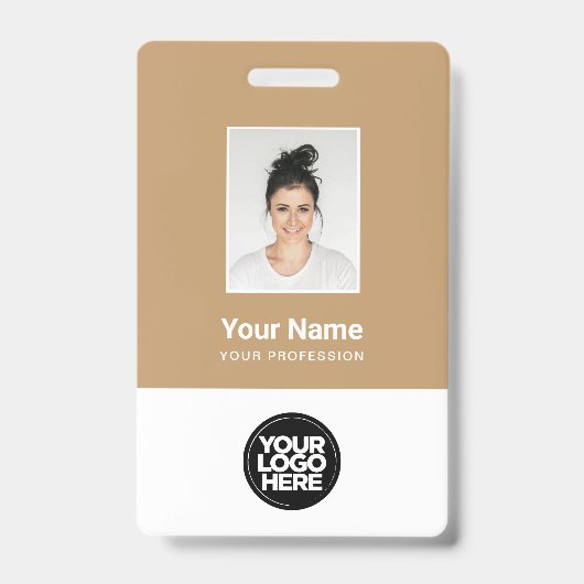 Badge Photo de l'employé de chameau, Code à barres, Logo (Avant)