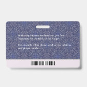 Badge Photo de l'employé de l'infirmière de fonctionneme (Back)