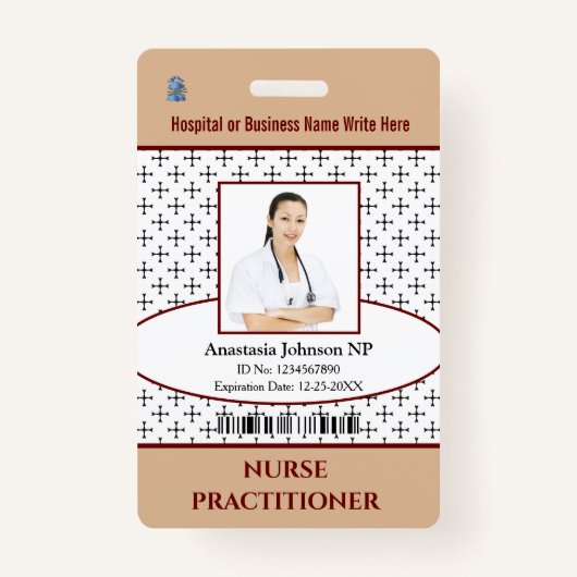 Badge Photo de l'employé de l'infirmière Médicale de l'h (Devant)