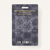 Badge Photo de l'employé de l'infirmière Médicale de l'h (Dos)