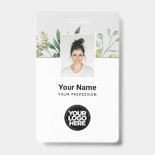 Badge Photo de l'employé d'Eucalyptus, Code-barres, Logo