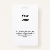 Badge photo de l'employé du bureau, code barre, logo, ba (Dos)