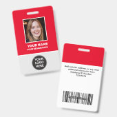 Badge Photo de l'employé du bureau personnalisé, Code ba (Avant & arrière)