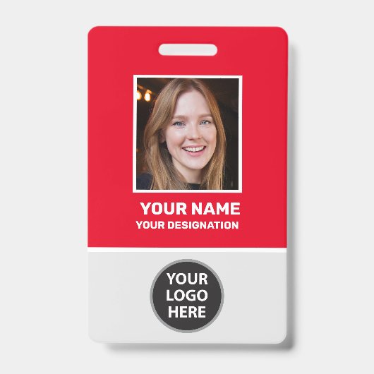 Badge Photo de l'employé du bureau personnalisé, Code ba (Avant)