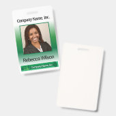 Badge photo de l'employé du bureau - Vert (Recto et verso)