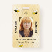 Badge Photo de l'employé du centre du jardin bumble abei (Devant)