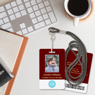 Badge Photo de l'employé du personnel personnalisé Nom L