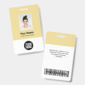 Badge Photo de l'employé en crème personnalisée, code-ba (Avant & arrière)