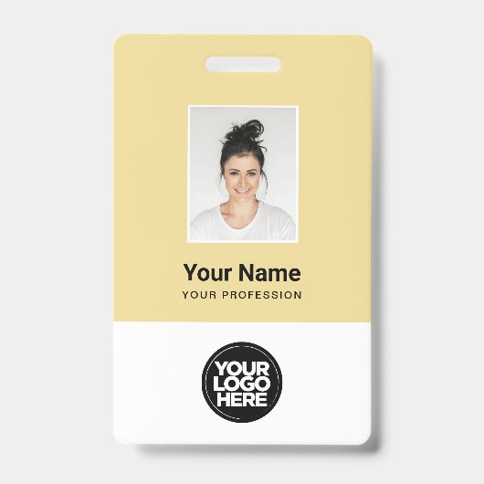 Badge Photo de l'employé en crème personnalisée, code-ba (Avant)