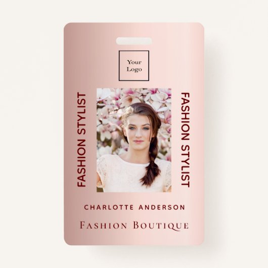 Badge photo de l'employé en or rose (Devant)