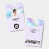Badge Photo de l'employé holographique, Code à barres, L (Avant & arrière)