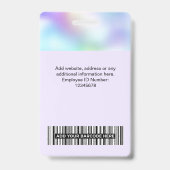 Badge Photo de l'employé holographique, Code à barres, L (Arrière)