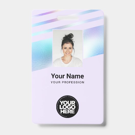 Badge Photo de l'employé holographique, Code à barres, L (Avant)