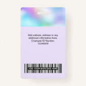 Badge Photo de l'employé holographique, Code à barres, L (Dos)