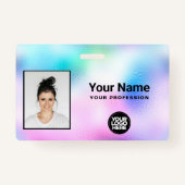 Badge Photo de l'employé holographique, Code à barres, L (Devant)