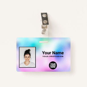 Badge Photo de l'employé holographique, Code à barres, L