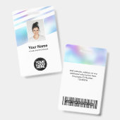 Badge Photo de l'employé holographique, Code à barres, L (Avant & arrière)