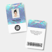 Badge Photo de l'employé holographique, Code à barres, L (Avant & arrière)
