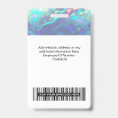 Badge Photo de l'employé holographique, Code à barres, L (Arrière)