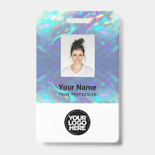 Badge Photo de l'employé holographique, Code à barres, L