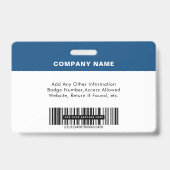 Badge Photo de l'employé ID Logo Code-barres Bleu (Arrière)