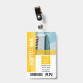 Badge Photo de l'employé jaune, Code barre, Logo, ID nom (Avant avec clip)