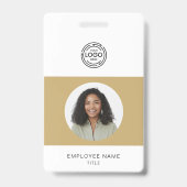 Badge Photo de l'employé, Logo, Code à barres, Nom (Avant)