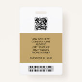 Badge Photo de l'employé, Logo, Code à barres, Nom (Dos)