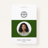 Badge Photo de l'employé, Logo, Code à barres, Nom (Devant)