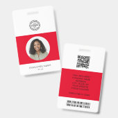 Badge Photo de l'employé, logo, code-barres, ID de nom (Avant & arrière)