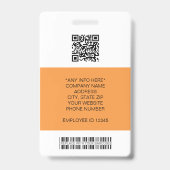 Badge Photo de l'employé, Logo, Code-barres, Nom ID (Arrière)