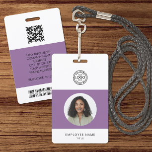 Badge Photo de l'employé, Logo, Code-barres, Nom ID