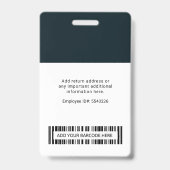 Badge Photo de l'employé Logo de l'entreprise, Code-barr (Arrière)