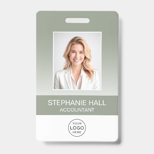 Badge Photo de l'employé, logo, dégradé de nom (Avant)